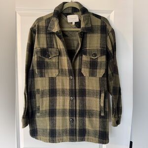Lucky Brand Olive and Black Plaid Shacket
